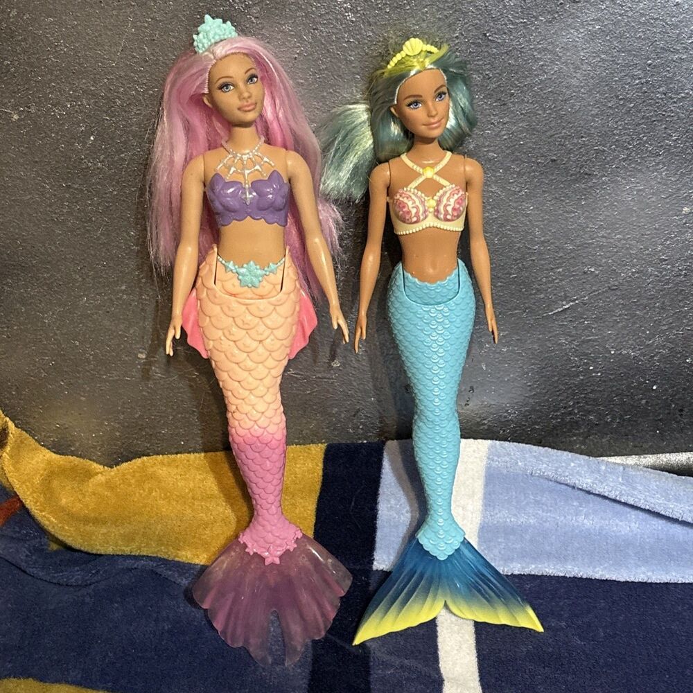 Mattel Barbie Dreamtopia Mermaid Dolls Lot Of 2 Pink Hair  Blue Hair Purple Too